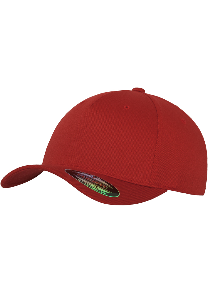 Gorra Flexfit® de cinco paneles, color rojo, tallas S/M/L/XL