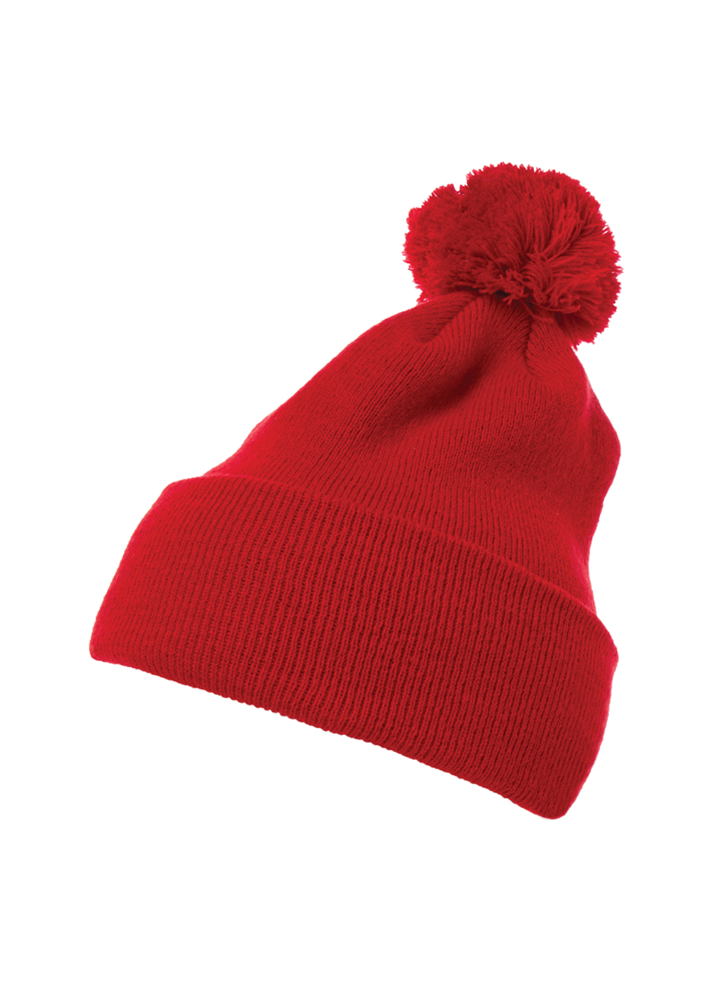 YP Classics® Cuffed Pom Pom Knit Beanie - Red